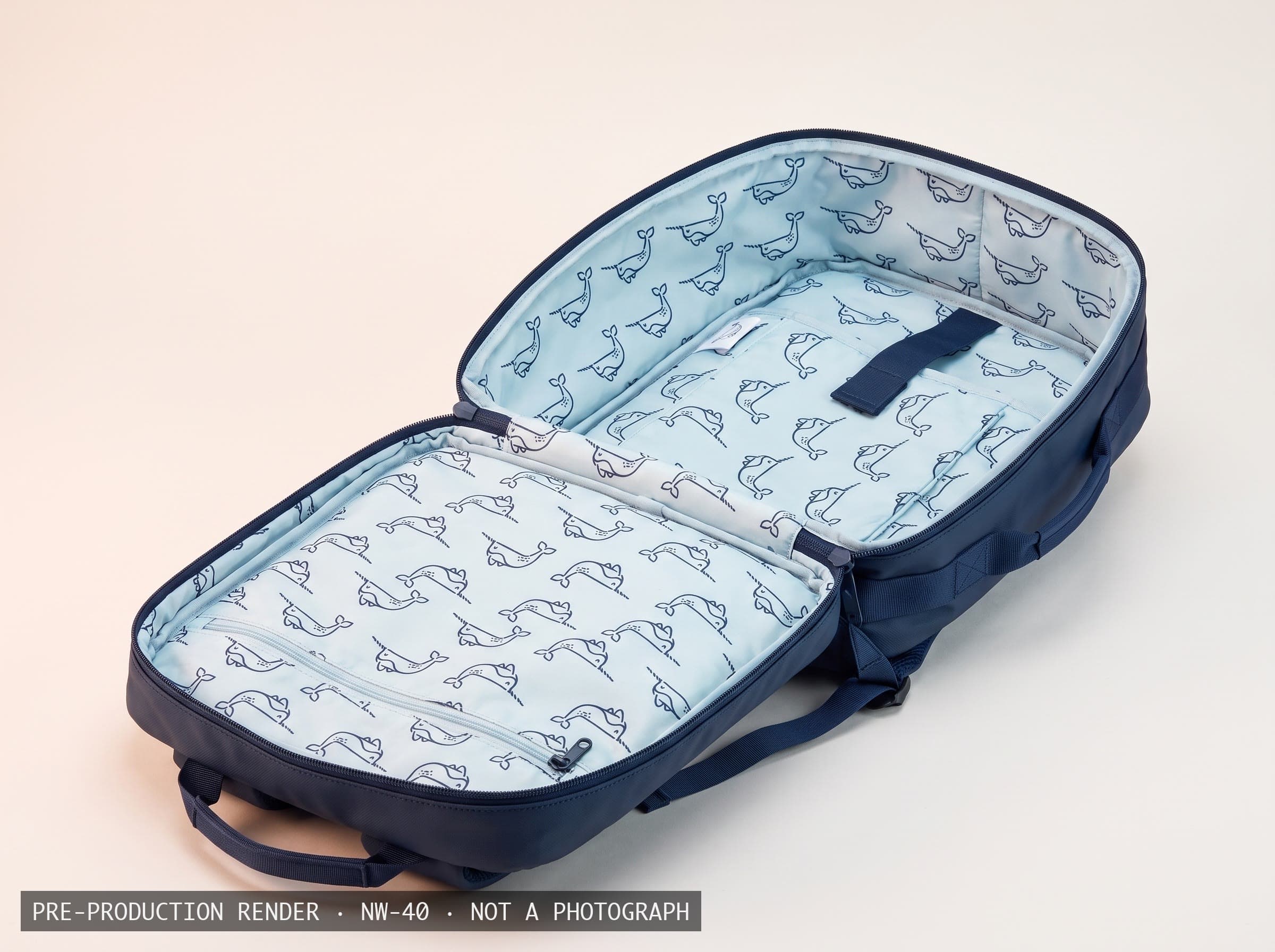 Glacier lining printed with narwhals